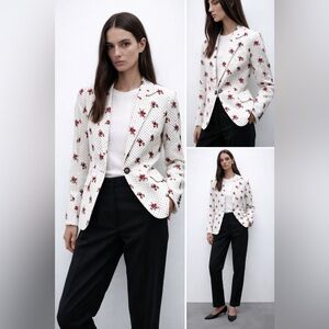 Zara Basic Multicolor Artsy Floral  Blazer Jacket S Bohemian Occasion Floral